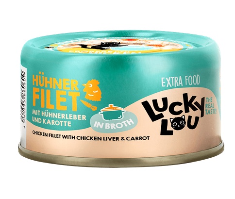Lucky Lou Extrafood Kurczak i wątróbka z kurczaka w bulionie puszka 70g