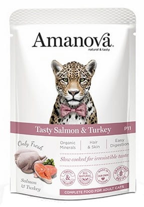 Amanova Cat Tasty Salmon & Turkey - łosoś i indyk saszetka 85g [P11]