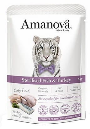 Amanova Cat Sterilised Fish & Turkey - biała ryba i indyk saszetka 85g [P12]