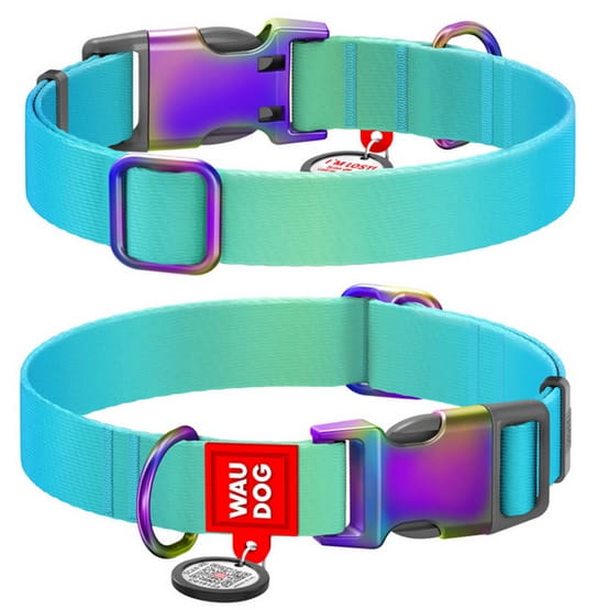 Collar WauDog Recycled Obroża nylonowa z QR-paszportem, gradient S 15mm x 25-35cm niebieski