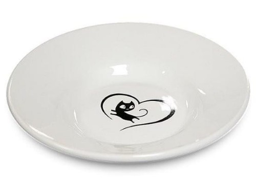 Yarro/Moderna Miska ceramiczna dla kota z serduszkiem biała [Y2752]