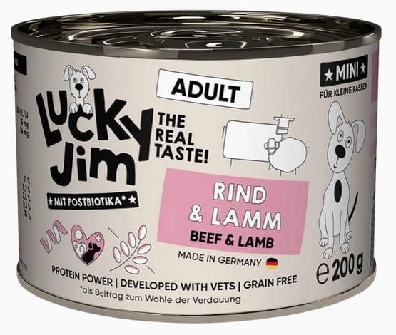 Lucky Jim Classic Mini Adult Wołowina i jagnięcina puszka 200g