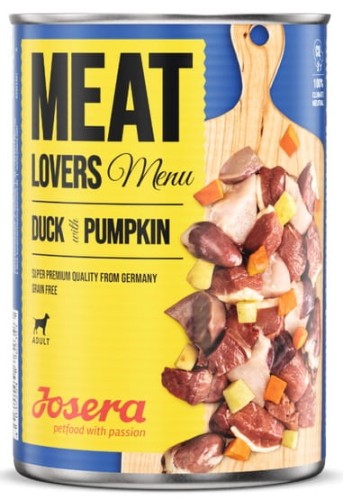 Josera Pies Meat Lovers Menu Kaczka z dynią puszka 400g